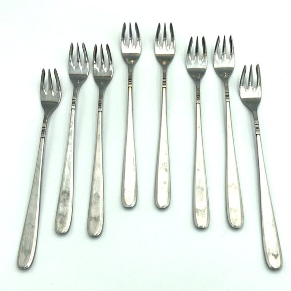 Vtg Northland Stainless Japan Cocktail Forks Seafood Appetizers 6” Set of 8 - Picture 1 of 4